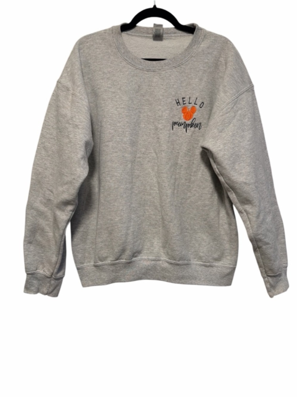 Boutique Disney Fall Mickey Hello Pumpkin Gray Crewneck Sweatshirt - Size Large